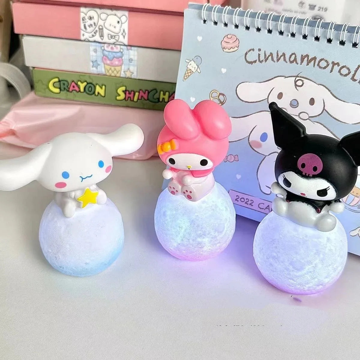 Sanrio Kuromi Cinnamoroll Hello Kitty Cartoon Glowing Night Light Bedroom Lamp Kawaii Cute Desk Decorations Birthday Accessories