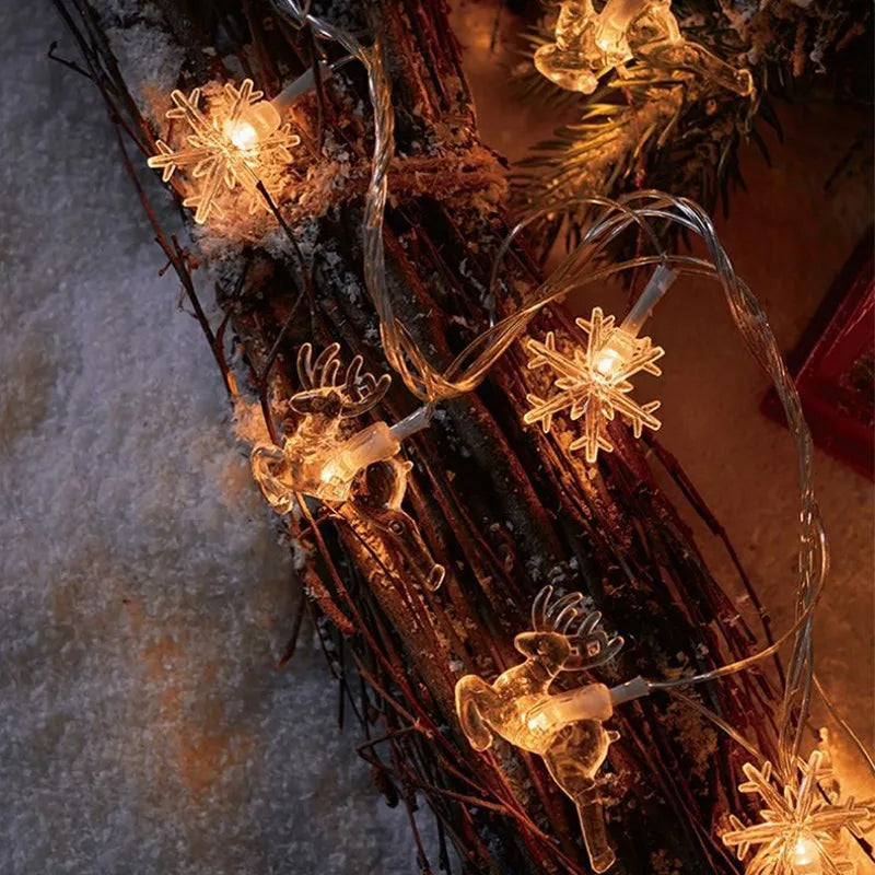 Christmas Tree Snowflake LED String Lights Banner Christmas Decoration 2023 for Home Navidad Xmas Tree Decor Fairy Light Pendant
