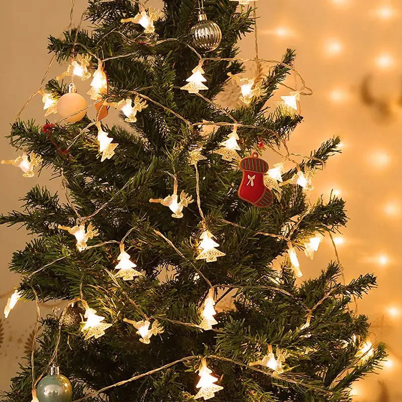 Christmas Tree Snowflake LED String Lights Banner Christmas Decoration 2023 for Home Navidad Xmas Tree Decor Fairy Light Pendant