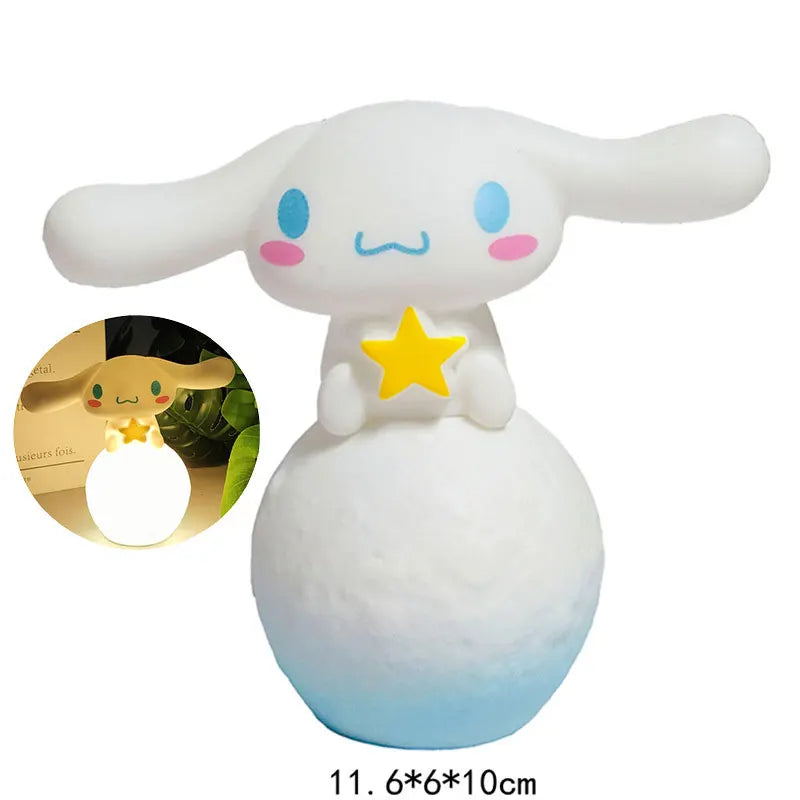 Sanrio Kuromi Cinnamoroll Hello Kitty Cartoon Glowing Night Light Bedroom Lamp Kawaii Cute Desk Decorations Birthday Accessories