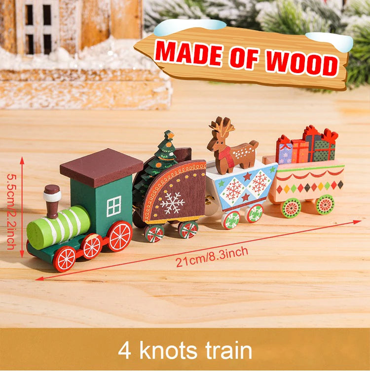 Christmas Wooden Train 2024 Xmas Ornament Merry Christmas Decorations For Home Cristmas Navidad Noel Gifts Happy New Year 2025