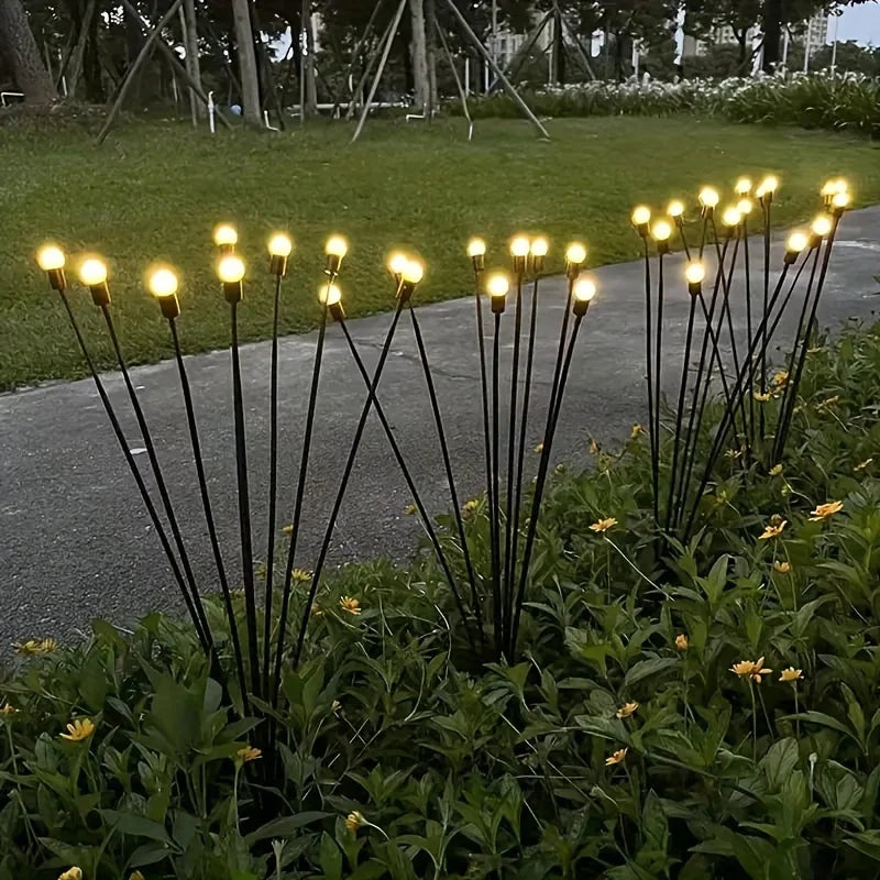 6/8 LEDs Solar Garden Light Swing Waterproof LED Firefly Lamp Flexible Wire for Outdoor Yard Patio Christmas New Year Decoration