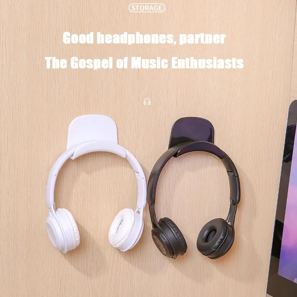 Universal Headphone Stand Adhensive Plastic Wall Mount Hanger Under Desk Headset Rack Holder Support For Gaming Earphone Bracket