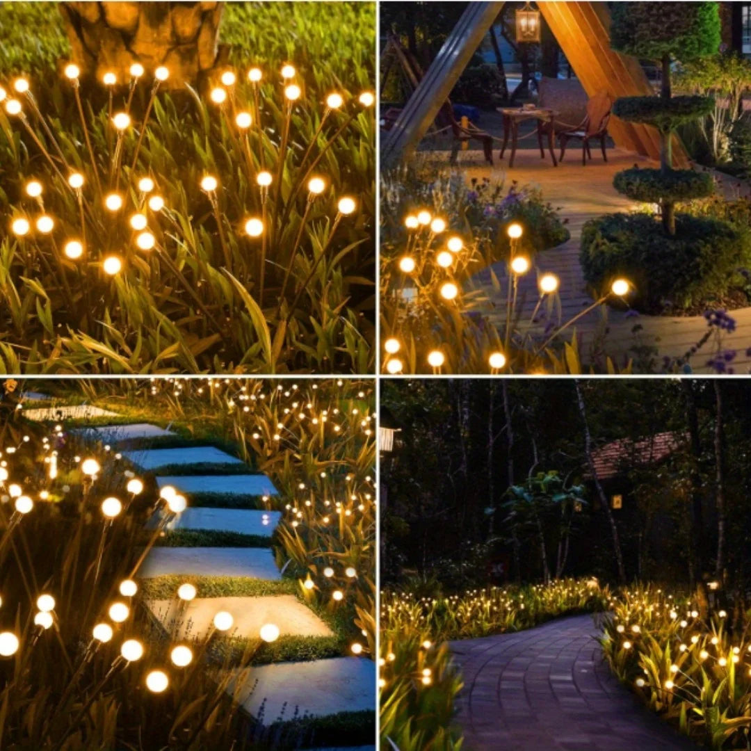 6/8 LEDs Solar Garden Light Swing Waterproof LED Firefly Lamp Flexible Wire for Outdoor Yard Patio Christmas New Year Decoration