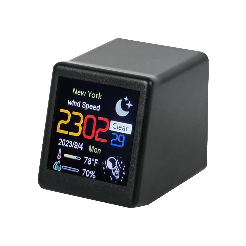 MINI Size Smart WIFI Weather Station Clock for Game Room Decoration. DIY Cute GIF Animations and Electronic Album Function