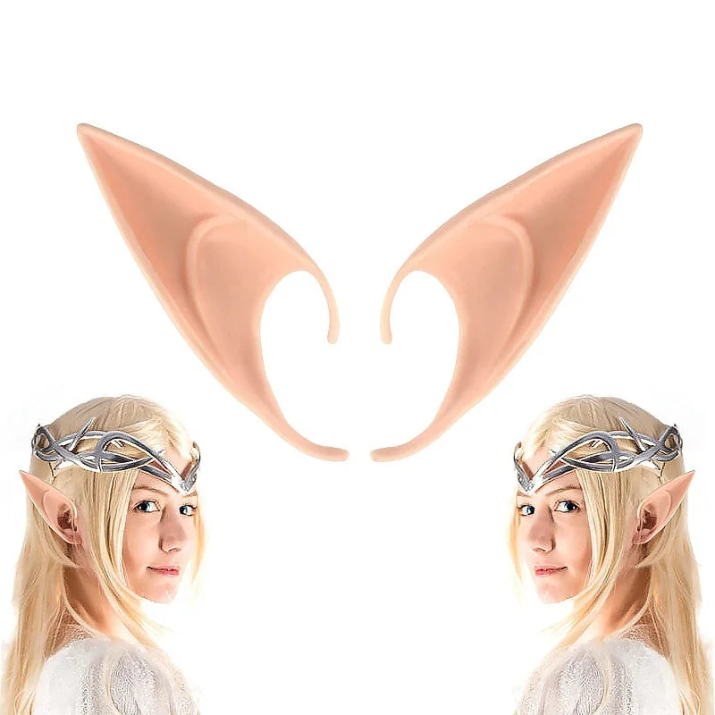 Halloween Cosplay Latex Fairy Angel Elf Ears Masquerade Party Costumes Halloween Party Decoration Supplies Photo Props Kids Gift