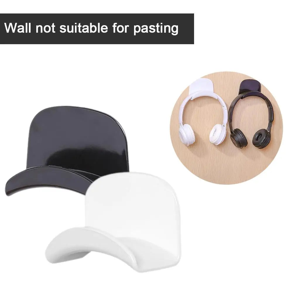 Universal Headphone Stand Adhensive Plastic Wall Mount Hanger Under Desk Headset Rack Holder Support For Gaming Earphone Bracket