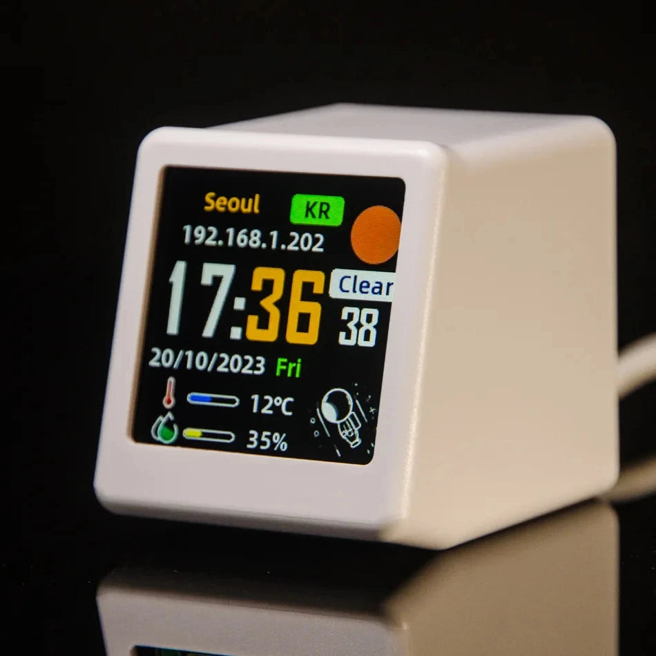 Small Portable Smart Wifi Weather Station Display Weather Temperature Humidity Time Alarm Clock Hone Desktop Decoration