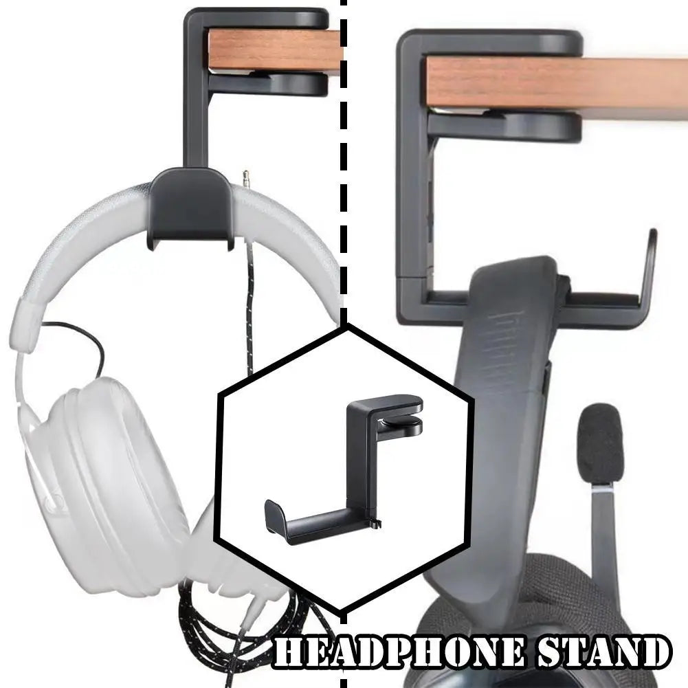 Universal Headphone Stand Adhensive Plastic Wall Mount Hanger Under Desk Headset Rack Holder Support For Gaming Earphone Bracket
