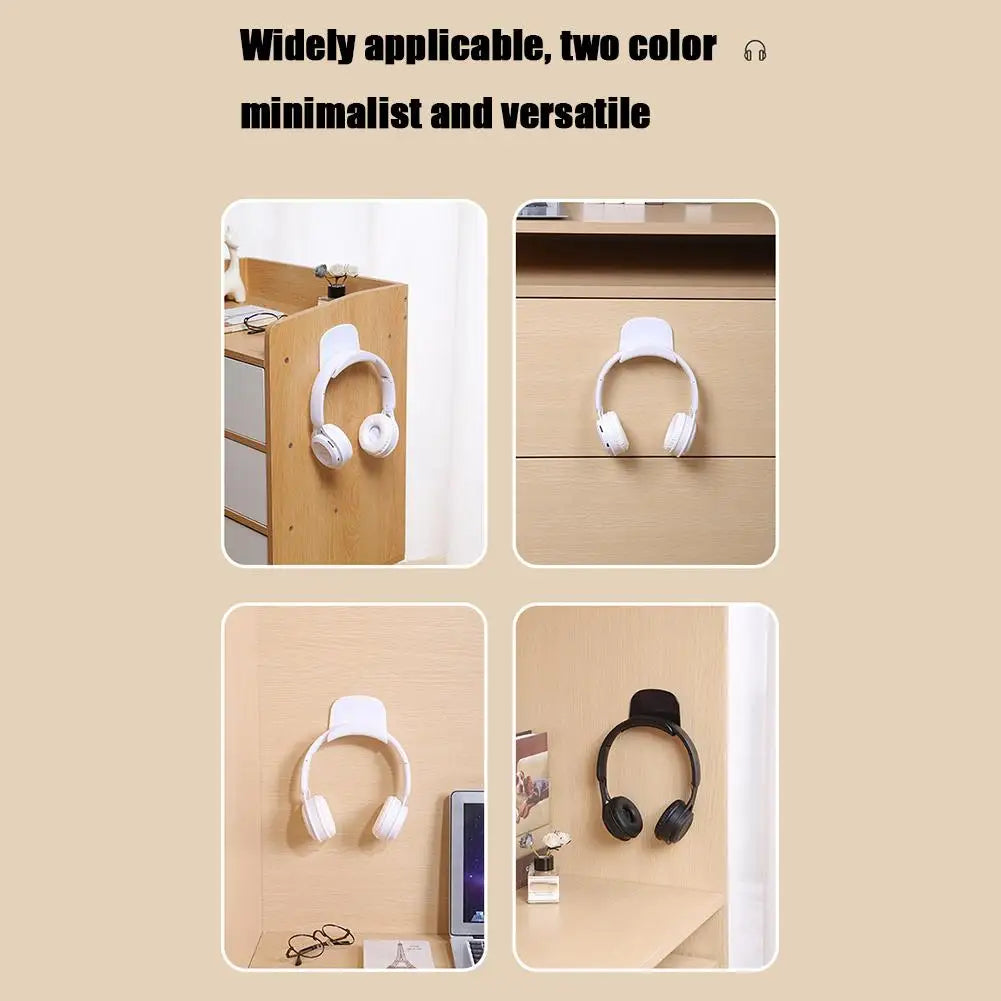 Universal Headphone Stand Adhensive Plastic Wall Mount Hanger Under Desk Headset Rack Holder Support For Gaming Earphone Bracket