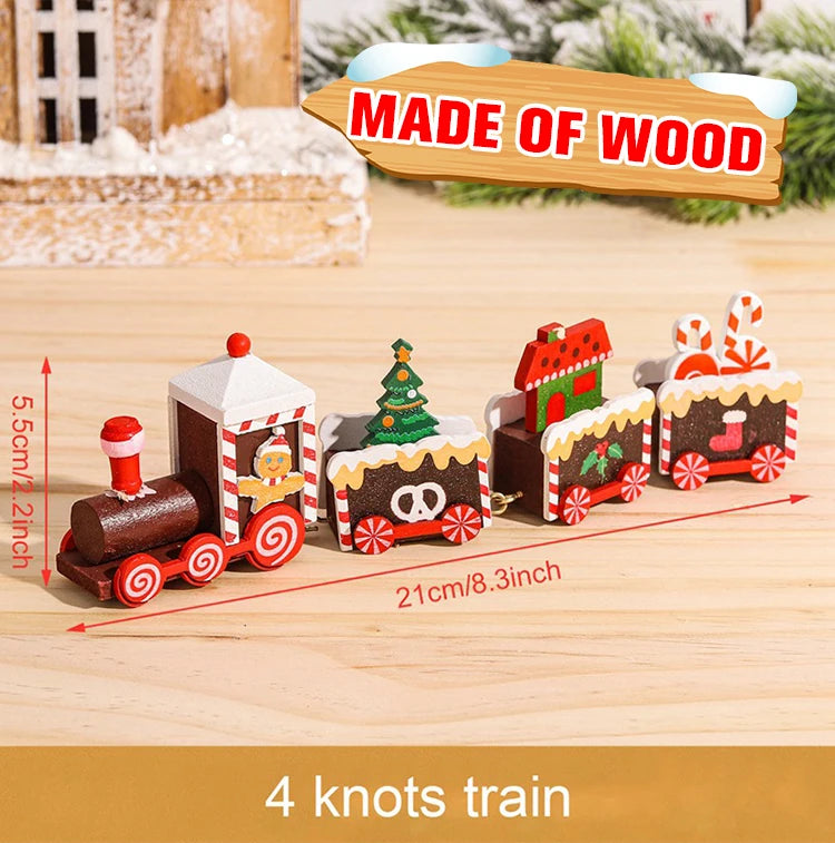 Christmas Wooden Train 2024 Xmas Ornament Merry Christmas Decorations For Home Cristmas Navidad Noel Gifts Happy New Year 2025