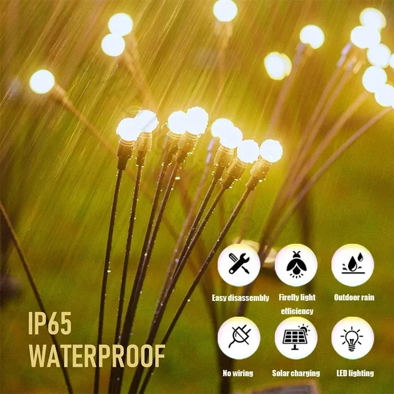 6/8 LEDs Solar Garden Light Swing Waterproof LED Firefly Lamp Flexible Wire for Outdoor Yard Patio Christmas New Year Decoration
