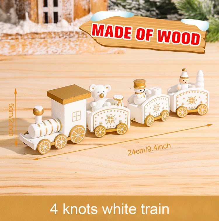 Christmas Wooden Train 2024 Xmas Ornament Merry Christmas Decorations For Home Cristmas Navidad Noel Gifts Happy New Year 2025