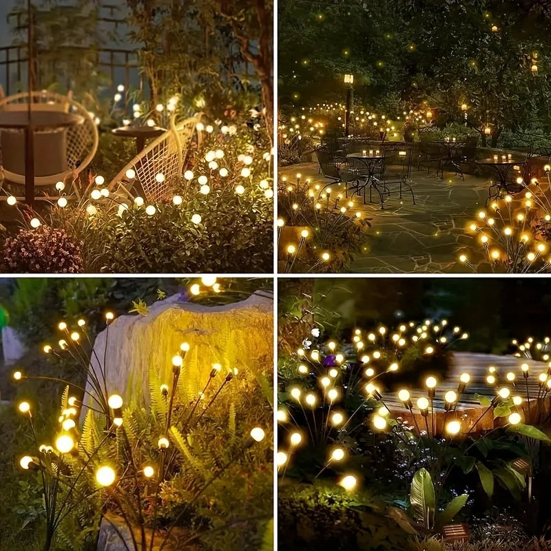6/8 LEDs Solar Garden Light Swing Waterproof LED Firefly Lamp Flexible Wire for Outdoor Yard Patio Christmas New Year Decoration