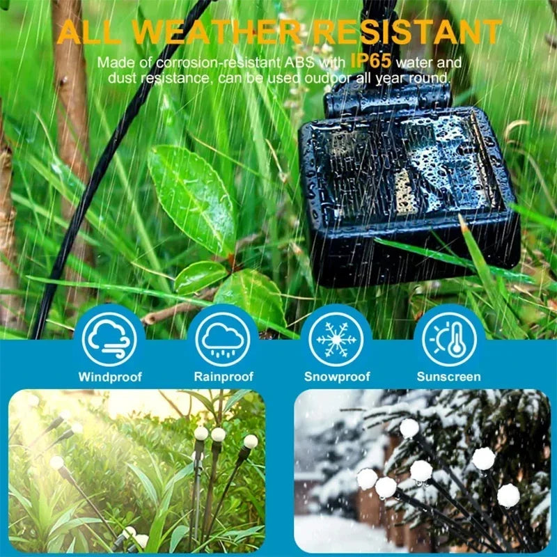 6/8 LEDs Solar Garden Light Swing Waterproof LED Firefly Lamp Flexible Wire for Outdoor Yard Patio Christmas New Year Decoration