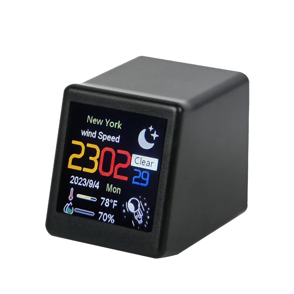 MINI Size Smart WIFI Weather Station Clock for Game Room Decoration. DIY Cute GIF Animations and Electronic Album Function