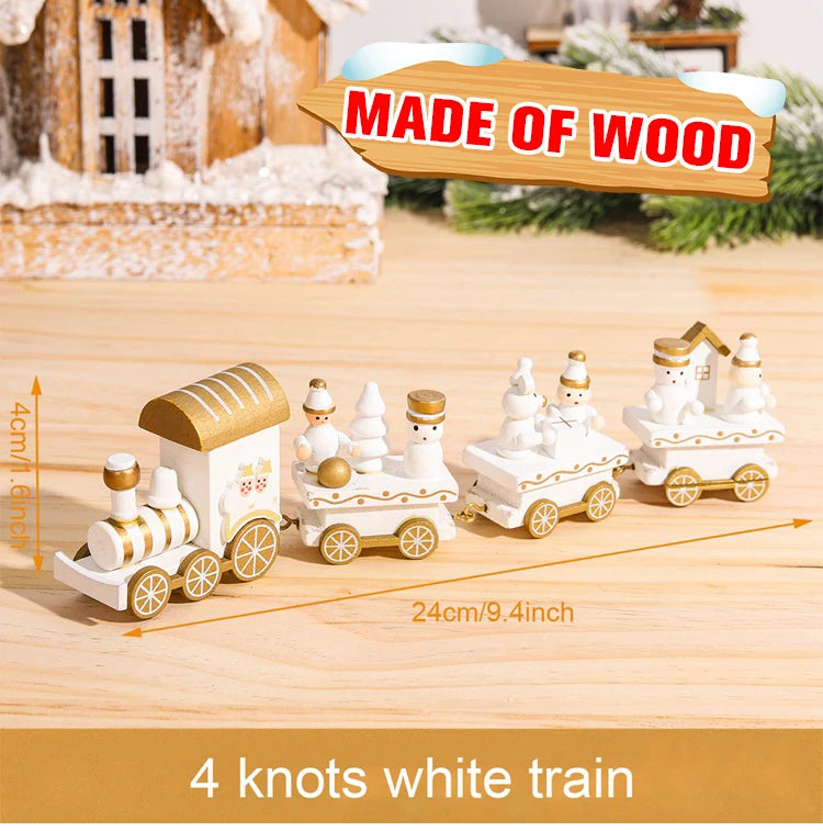 Christmas Wooden Train 2024 Xmas Ornament Merry Christmas Decorations For Home Cristmas Navidad Noel Gifts Happy New Year 2025