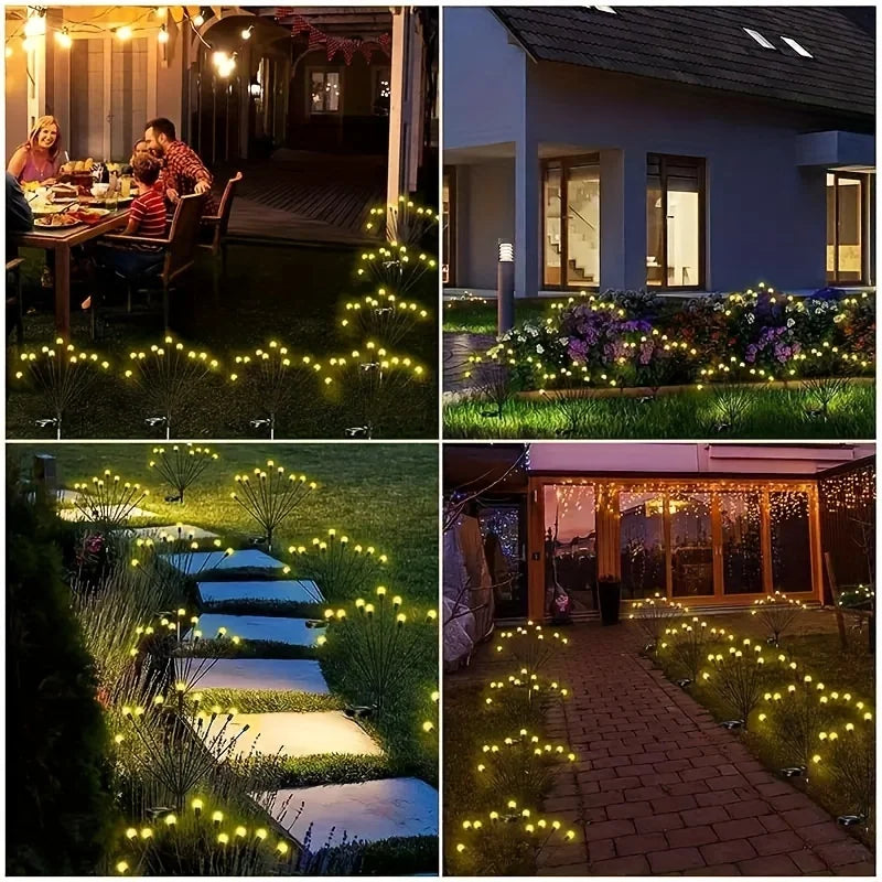 6/8 LEDs Solar Garden Light Swing Waterproof LED Firefly Lamp Flexible Wire for Outdoor Yard Patio Christmas New Year Decoration