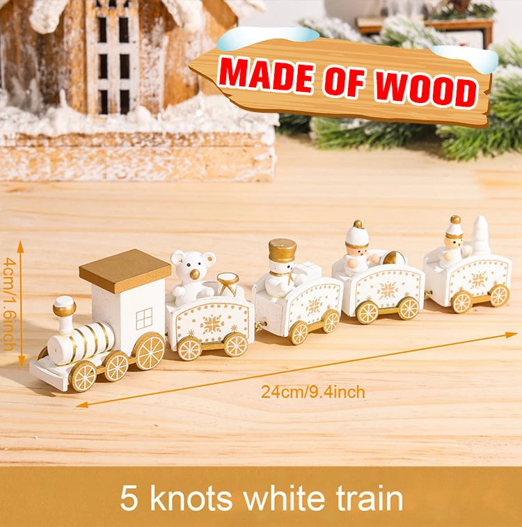 Christmas Wooden Train 2024 Xmas Ornament Merry Christmas Decorations For Home Cristmas Navidad Noel Gifts Happy New Year 2025