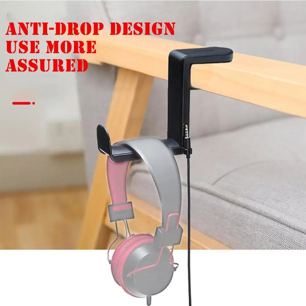 Universal Headphone Stand Adhensive Plastic Wall Mount Hanger Under Desk Headset Rack Holder Support For Gaming Earphone Bracket
