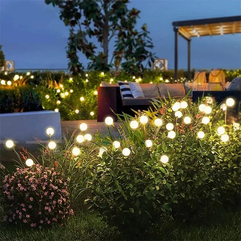 6/8 LEDs Solar Garden Light Swing Waterproof LED Firefly Lamp Flexible Wire for Outdoor Yard Patio Christmas New Year Decoration
