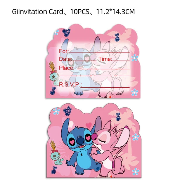 Disney Pink Lilo Stitch and Angel Birthday Party Decoration Lilo&Stitch Cups Plates Balloon Banner Bracelet Gift Favors