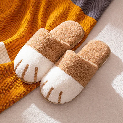 Cute Cat Paw Women Fur Slippers Indoor Fluffy Slides