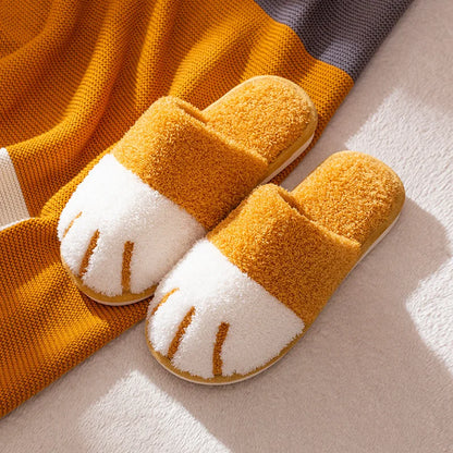 Cute Cat Paw Women Fur Slippers Indoor Fluffy Slides